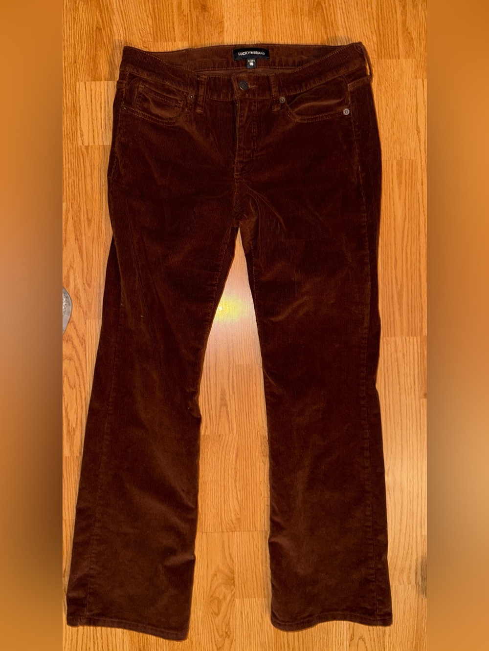 Lucky Brand Women's Dark Brown Corduroy sweet mid rise bootcut Jeans sz 8 fall